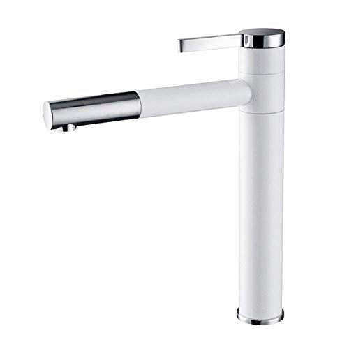 Robinet mitigeur monocommande pour lavabo haut blanc avec évier à levier