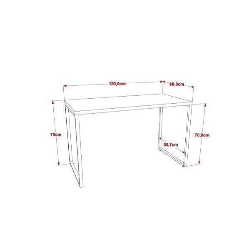 Mesa para Escritório Office Estilo Industrial 120cm Kuadra Carvalho Dark