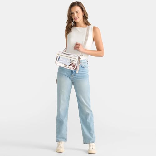 Image of Clear Crossbody Bag Stadium Approved Clear Purse - Transparent Messenger Bag with Front Pocket