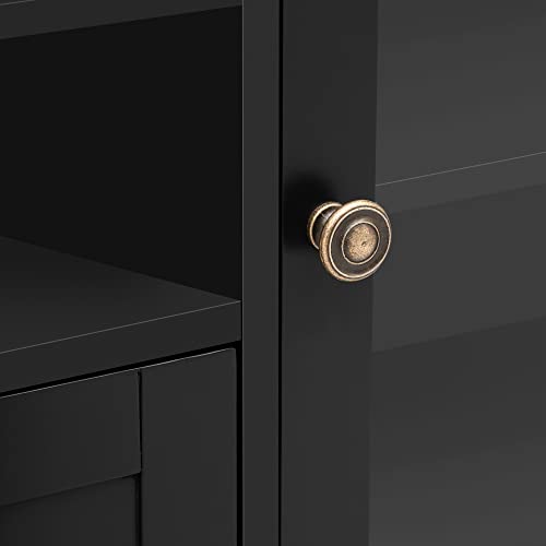 Realglow Storage Cabinet With Wine Rack, Sideboard Buffet Cabinet With Acrylic Barn Door, Kitchen Cabinet With Storge, Coffee Bar Cabinet For Living Room Dining Room Hallway (Black) #TOP5