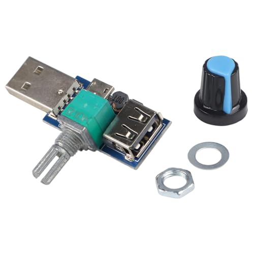 Image of EaseSunny USB Fan Speed Controller, USB Fan Regulator, Fan Volume Control, Stepless Airflow Adjustment for 5V USB Fans, 2.5V-8.0V Output, 5W Power Driver Module with Knob Switch for Desk Cooling