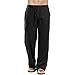 JEsilunmaMY Mens Linen Casual Pants Drawstring Elastic Waist Yoga Pants with Pockets Lightweight Summer Beach Loose Trousers (Black,3X-Large)