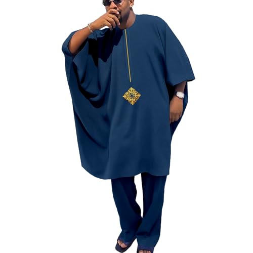 African Suits for Men Dashiki Shirt Pants 2 Piece Set Outfits Traditional Robe Kaftan Nigerian Tribal Attire2