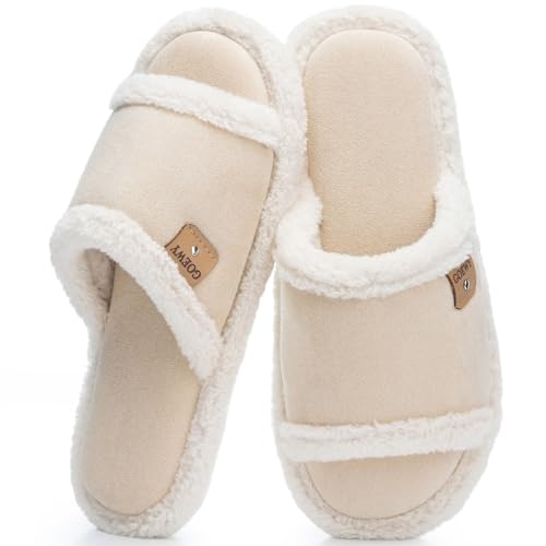 Image of GOEWY Cross Band Slippers for Women with Cozy Memory Foam Machine Washable | Open Toe Summer Cute Slipper,Soft Black House Shoes Slides,Indoor Outdoor Non-Slip Slip On,Gifts for Women Ladies Her Mom
