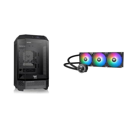 Image of Tower 300 Black Micro-ATX Case & Thermaltake TH420 V2 Ultra ARGB Sync /AlO Liquid Cooler /ARGB Fan 140 * 3 /PWM 500~1800rpm /Water Block 2.1 inch LCD /Black