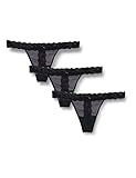  Amazon-Marke: Iris & Lilly Damen Tanga aus Spitze, 3er-Pack, Schwarz (Black), XS, Label: XS