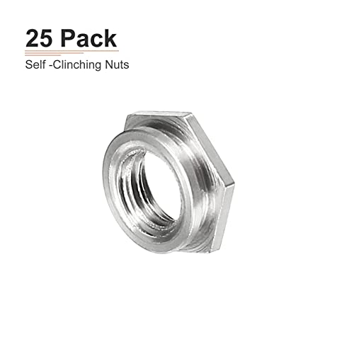 DTGN M3 x 0,5mm(D x P) Selbstklemmende Abstandsmuttern - 25er Pack - Gut für die Bauindustrie - Kohlenstoffstahl-Drucknietmutter - Silber