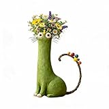 LUOBEIYAOHL Quirky Cat Vase Handcrafted for Flowers (Light Green)