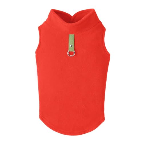 Image of Gooby Fleece Vest Dog Sweater, Pumpkin, X-Small | Soft warm fleece; Pullover, easy on /off (no zippers); O-ring leash attachment; Machine washable