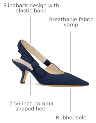 Image of Coutgo Womens Slingback Kitten Heels Closed Pointed Toe Bowknot Knitted Slip On Work Pumps Dress Shoes