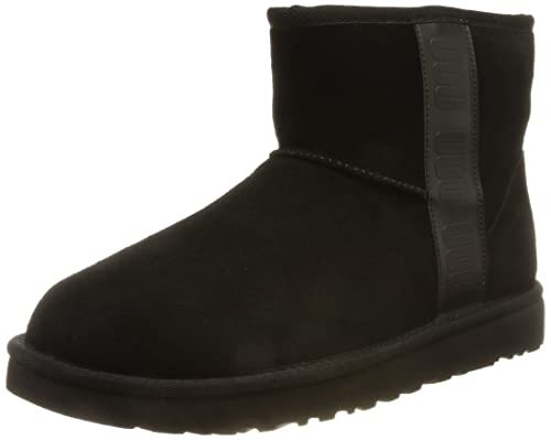 Suede UGG Classic Mini Side Logo Stivali, Donna, Nero, 36 EU