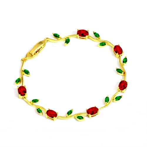 Image of Trendy Tulip Bracelet for Women | Gold Plated Pink Crystal Floral Bracelet | Elegant Minimalist Jewelry | Adjustable Chain Bracelet Gift for Girls Women | Stylish Party Daily Wear Accessory