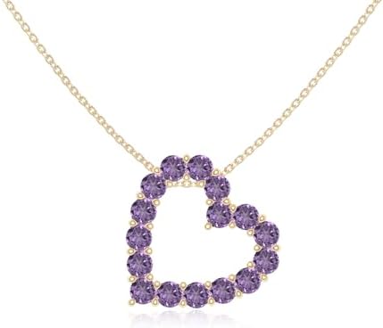Natural Gemstone Heart Shape Pendant Necklaces for Women in Silve...