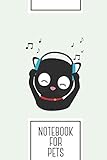  Notebook for Pets: Lined Journal with Music Cat with headphones Design - Cool Gift for a friend or family who loves kitten presents!  6x9\"  180 ... Brainstorming, Journaling or as a Diary