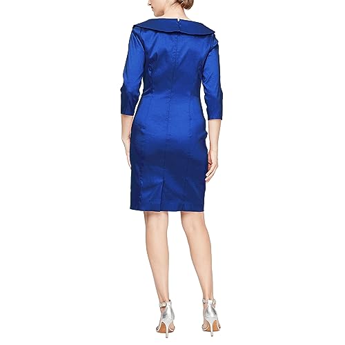 Image of Alex Evenings Women's Short Taffeta Portrait Collar Dress (Missy Petite Plus)