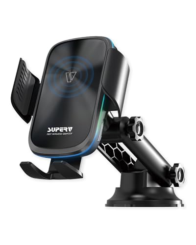 Superv Wireless Car Charger with Phone Holder Mount Fast Charging 15W Auto Clamping for Phone Air Vent Accessories