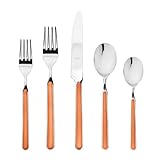 Mepra Fantasia 5 Piece Place Setting – Orange Finish Handles Dishwasher Safe Cutlery