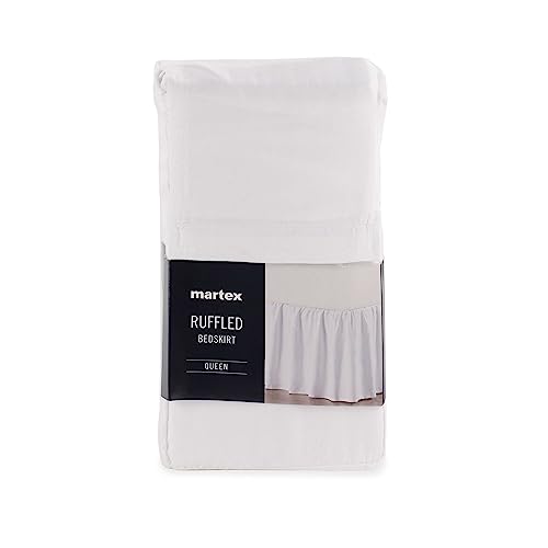 Martex Basic Dust Ruffle Solid Polyester Machine Washable Hotel Quality 15-Inch Drop Full Bed Skirt, Full, White #TOP7