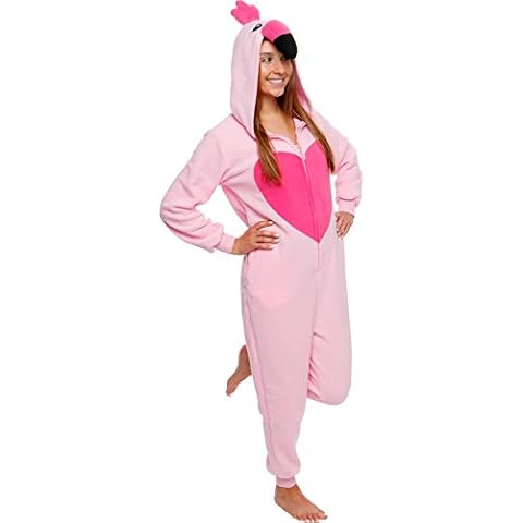 Silver Lilly Slim Fit Animal Pajamas - Adult One Piece Cosplay Pink Flamingo Costume - Pink - XL Cover