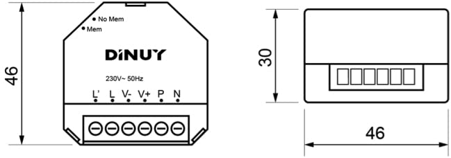 Actuador de conmutacion KNX-RF 1 canalDINUY MI K5X 001