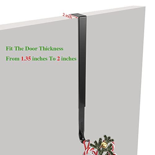 LucyPhy 2 Pack Black Wreath Hanger Adjustable Length from 14 to 26 Inches Wreaths Holder Hook 20LB Heavy Duty for Front Door for Christmas Easter Halloween Decorations Wreath Welcome Sign