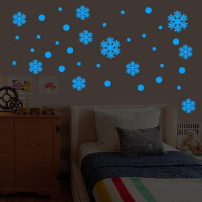 Preisvergleich Produktbild Blaues Leuchtendes Weihnachtsschneeflockengrün Leuchtende Weihnachtsschneeflocken-Wandaufkleber