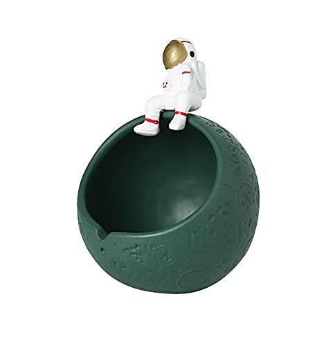 FBWSM Astronaut Figurine Statue Candy Bowl Spaceman Planet Key Sundries Holder Jewelry Storage Container Table Centerpiece Decoration-green