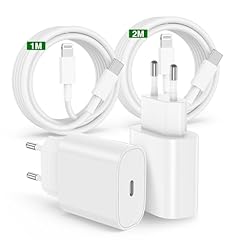 Caricatore Rapido iPhone 14 13 12 11 Apple Original,2Pezzi Certificato MFi 20W Caricabatterie iPhone e Cavo USB C a Lightning 1M+2M Alimentatore a Ricarica per 14/14 Pro Max/13/13 Pro Max/12/iPad