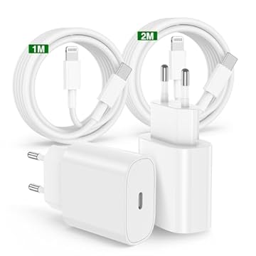 Caricatore Rapido iPhone 14 13 12 11 Apple Original,2Pezzi Certificato MFi 20W Caricabatterie iPhone e Cavo USB C a Lightning 1M+2M Alimentatore a Ricarica per 14/14 Pro Max/13/13 Pro Max/12/iPad