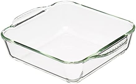 Amazon Basics Oven-Safe Glass Baking Dish Set, Set of 2, Rectangular 3L and Square 2L