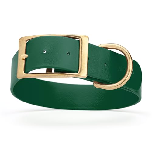 Image of Viper Biothane Heavy Duty Waterproof Dog Collar Strong Coated Nylon Webbing w /Solid Brass Hardware Odor-Proof Easy to Clean High Performance Fits Small Medium or Large Dogs, Hunter Green