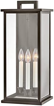 Hinkley Weymouth Three Light Outdoor Large Wall Mount Lantern, Oil Rubbed Bronze