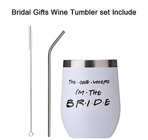 Bridal Gifts For Bride To Be - 12Oz Wine Tumbler And Straw, Engagement Gifts Wedding Gifts For Bride - Bridal Shower Gift, Bachelorette Gifts For Bride For Hot, Cold Coffee, Tea, Wine, Cocktails #TOP4