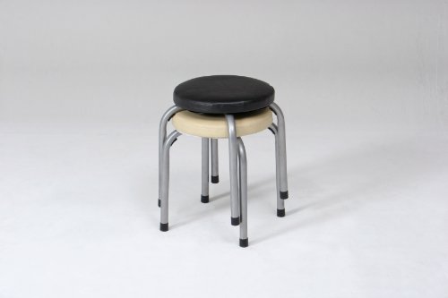 不二貿易 パイプチェア 高さ35cm ブラック 丸 ロータイプ 合皮 88655 [4]