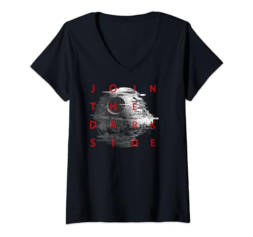 T-shirt Star Wars femme col V coton confortable motif Étoile de la Mort