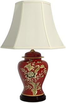 Oriental Furniture 22.5" Golden Foliage Porcelain Lamp