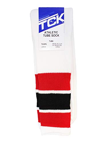 Image of TCK Retro Tube Socks with Stripes for Men & Women - 3 Stripe, 70's 80's Deadlift Socks
