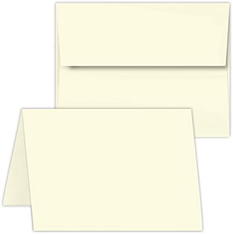 Greeting Cards Set - 4 1/4 x 5 1/2 Cream A2 Card Stock and Envelopes, Scored for Folding, Perfect for Business Invitations, Weddings and All Occasion - 50 Cards and 50 Matching Envelopes