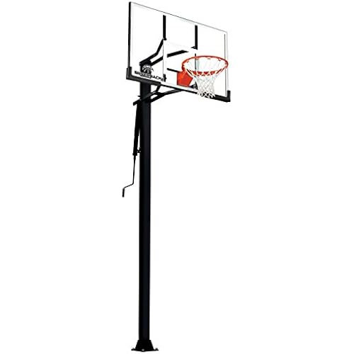Silverback Height Adjustable In-Ground Basketball Hoop with Tempered Glass Backboard, Pro-Style Breakaway Rim & Backboard Pad