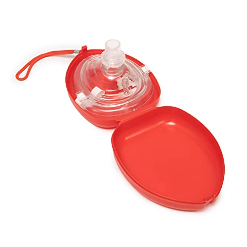 Primacare Rs-6845-5 Pack Of 5 Single Valve Cpr Rescue Mask In Red Hard Case, Adult/Child Pocket Resuscitator With Elastic Strap, Air Cushioned Edges, 6.5X4.8X1.6 Inches #TOP2