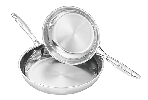 SCANPAN 71000200 Set of 2 Stainless Steel Frying Pans