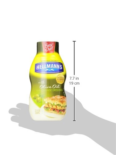 Hellmann's Mayonnaise Dressing with Olive Oil, Squeeze 22 oz (Pack of 3)
