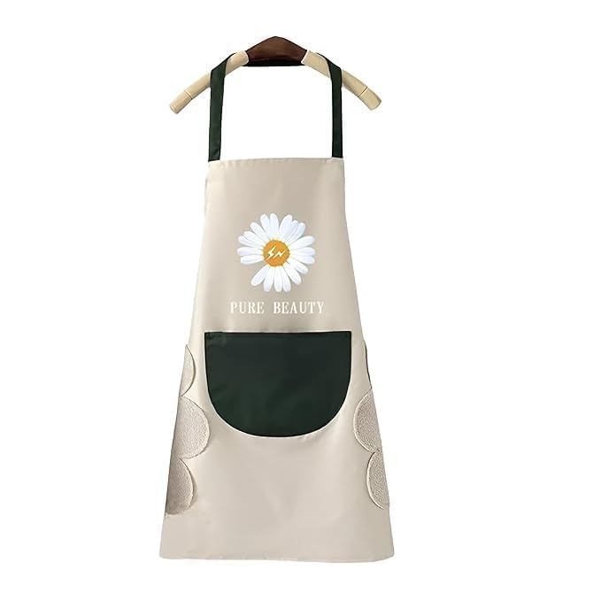 Apron for Kitchen, Waterproof Kitchen Apron for Women with Big Front Pocket Hand-Wiping Towel, Washable PVC Apron for Women And Men Chef Cooking (BLUE) (PACK OF 1)-image-10
