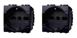 IXTRIMA Presa Schuko 2P+T 16A Colore Nero Compatibile Con Bticino Living International/LIGHT