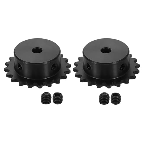 uxcell 2 Pcs #25 Chain Roller Sprocket 6mm Bore, 20 Tooth C45 Carbon Steel ANSI #25 Roller Sprocket Round Hole with Set Screws for ISO 04C Chain