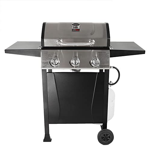 Grill Boss Gbc1932M Outdoor Bbq 3 Burner Propane Gas Grill W/Top Cover Lid, Wheels, & Shelves For Barbecue Cooking, Black (Stainless Steel) #TOP3