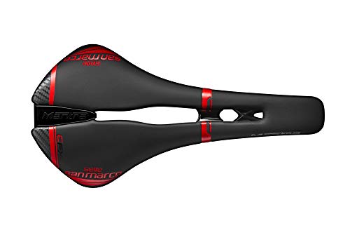 Selle San Marco Mantra Open Fit Carbon FX Sillín, Unisex Adulto, Negro/Rojo, Wide (L2)