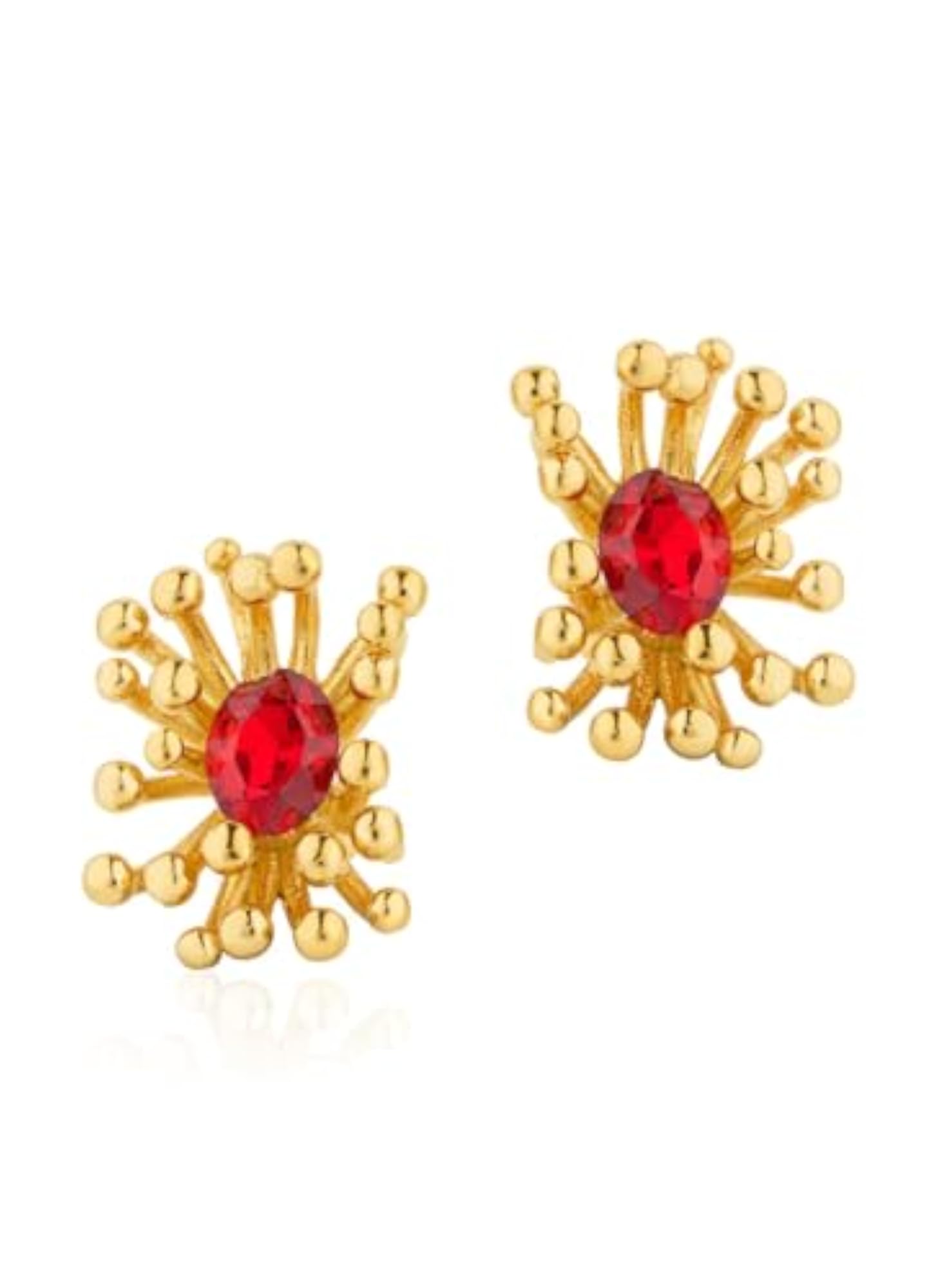 Women's 18K Gold Plated Ruby Sunfire Stud Earrings
