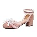 Damska Siated Toe Block Heel All-Dopasuj Koronki Krawędź Sandały Sandały Szpilki Dress Sukienka Buty (Color : Pink, Size : 35)