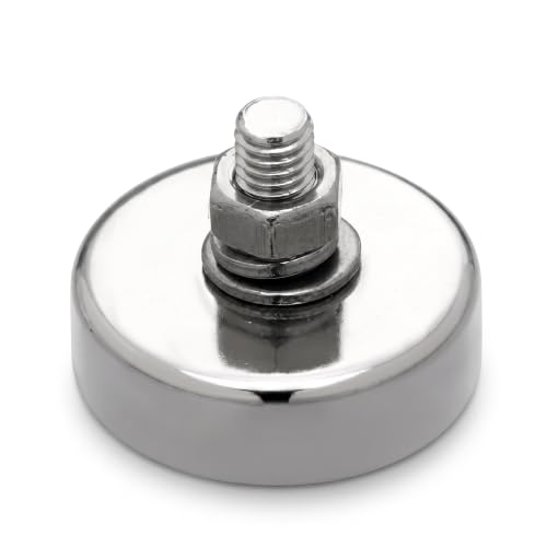 Image of Flutesan Heavy Duty Round Mounting Magnet with Bolt Male Thread Stud Powerful Strong Magnet for Lighting Camera Brackets License Plate Outdoor (0.98in-60lb-m5,Silver,1 Pieces)